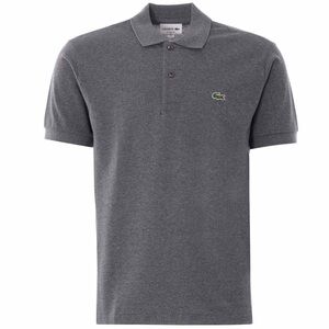 Lacoste Men’s Grey Polo Shirt Classic Fit Marl Cotton Pique Size Small